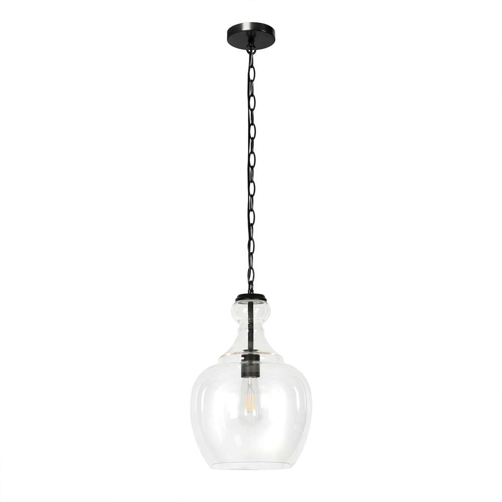 Hudson & Canal - Verona 11in Wide Pendant with Glass Shade in Blackened Bronze/Clear - PD0273 veiw 1