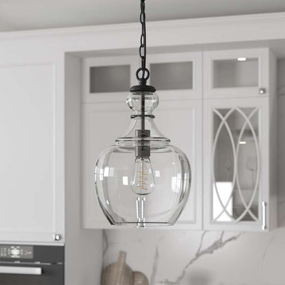 Hudson & Canal - Verona 11in Wide Pendant with Glass Shade in Blackened Bronze/Clear - PD0273 veiw 2
