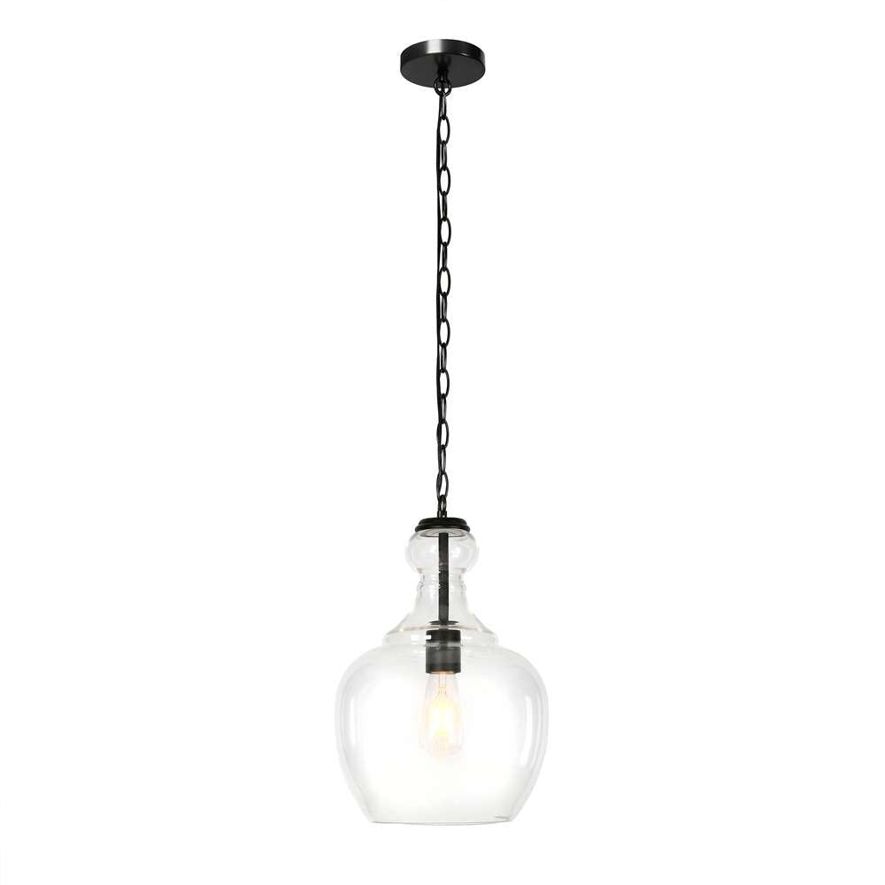 Hudson & Canal - Verona 11in Wide Pendant with Glass Shade in Blackened Bronze/Clear - PD0273 veiw 3