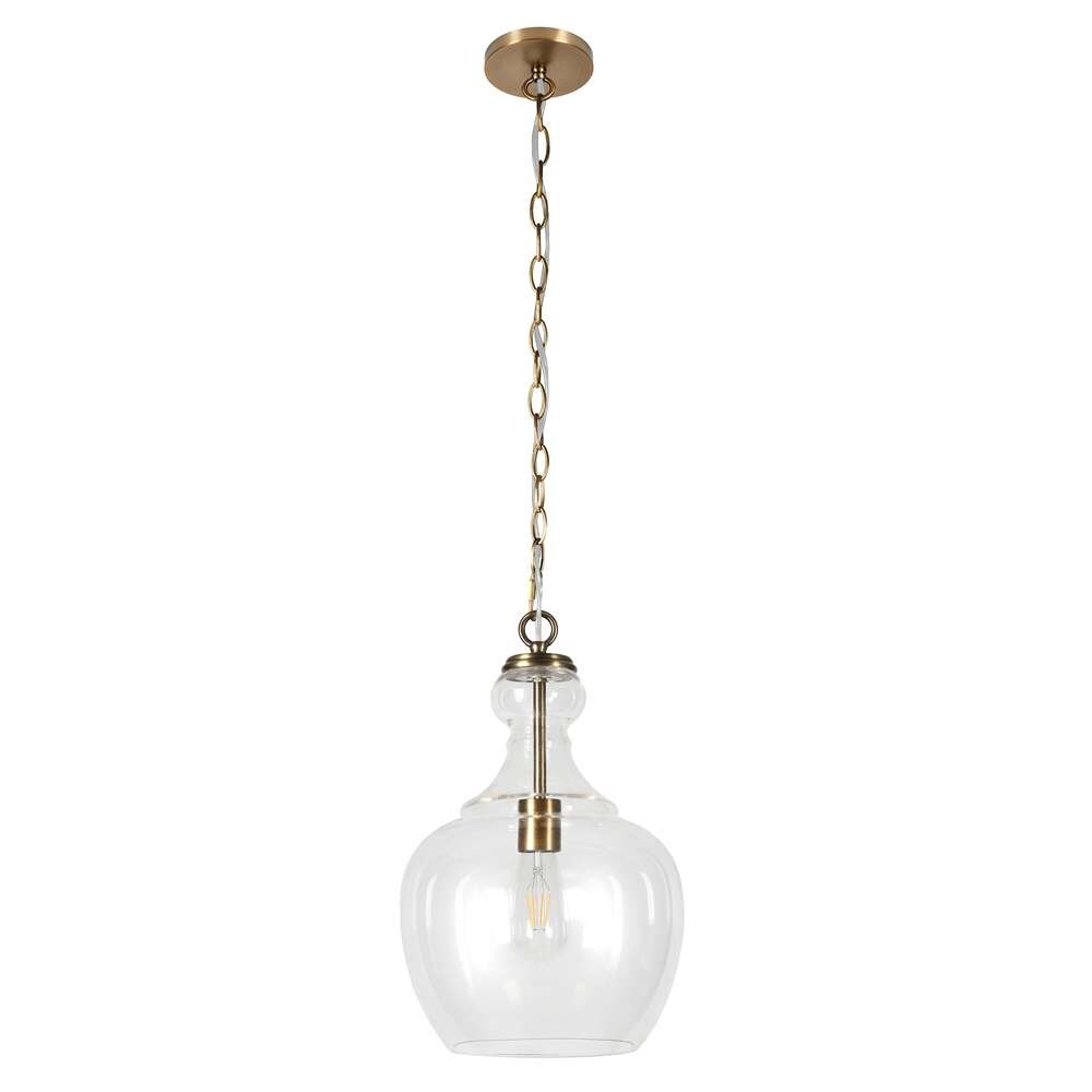 Hudson & Canal - Verona 11in Wide Pendant with Glass Shade in Brass/Clear - PD0271 veiw 1