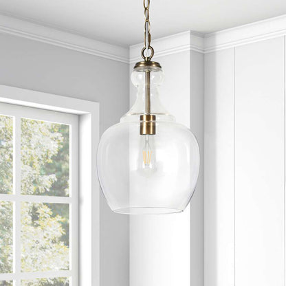 Hudson & Canal - Verona 11in Wide Pendant with Glass Shade in Brass/Clear - PD0271 veiw 4