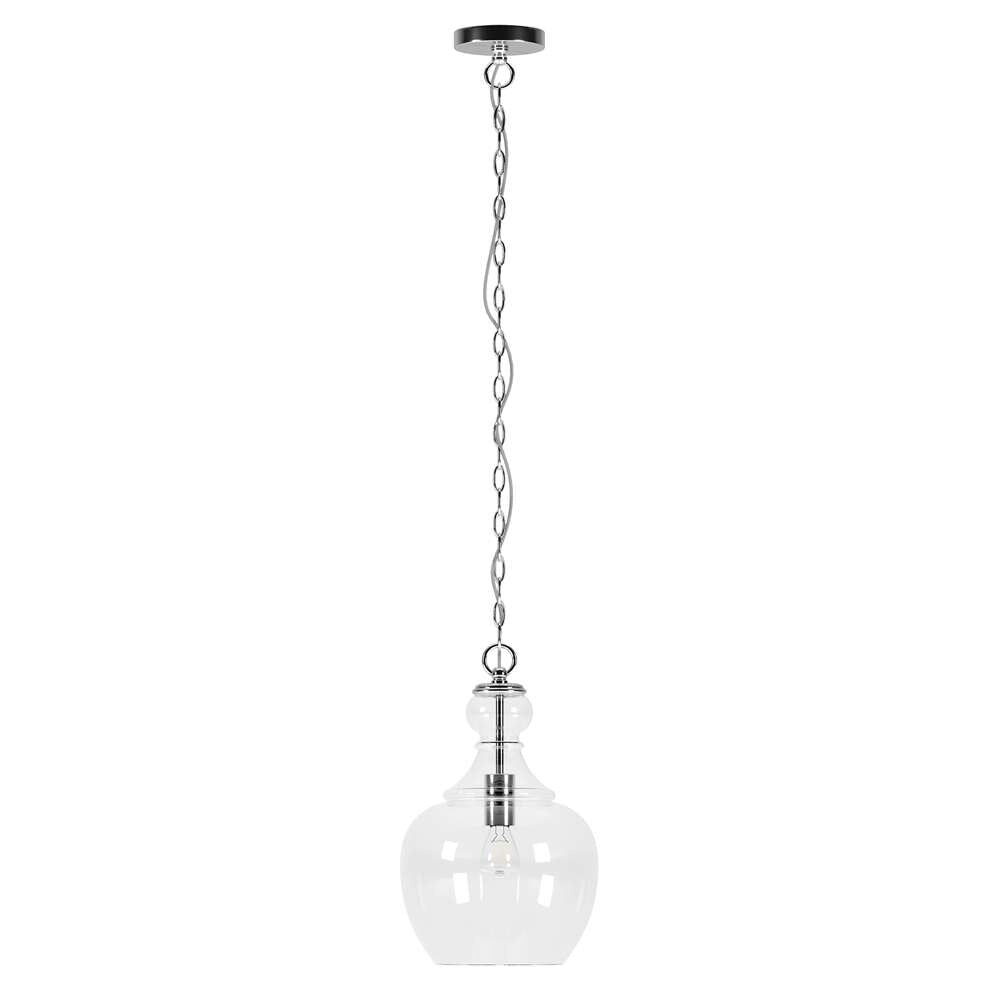 Hudson & Canal - Verona 11in Wide Pendant with Glass Shade in Brushed Nickel/Clear - PD1069 veiw 1