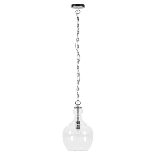 Hudson & Canal - Verona 11in Wide Pendant with Glass Shade in Brushed Nickel/Clear - PD1069 veiw 1