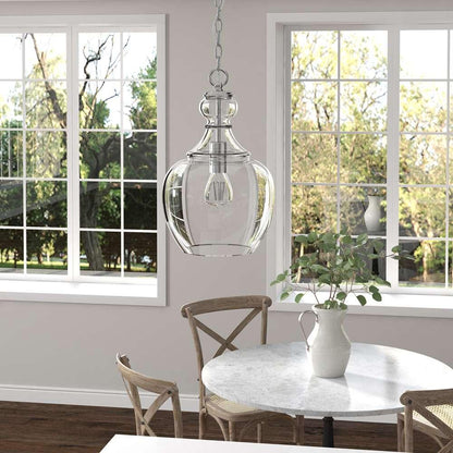 Hudson & Canal - Verona 11in Wide Pendant with Glass Shade in Brushed Nickel/Clear - PD1069 veiw 2