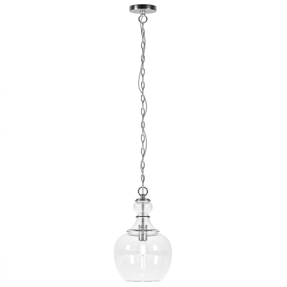 Hudson & Canal - Verona 11in Wide Pendant with Glass Shade in Brushed Nickel/Clear - PD1069 veiw 3