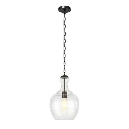 Hudson & Canal - Verona 11in Wide Pendant with Glass Shade in Blackened Bronze/Seeded - PD0272 veiw 3