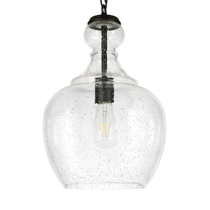 Hudson & Canal - Verona 11in Wide Pendant with Glass Shade in Blackened Bronze/Seeded - PD0272 veiw 4