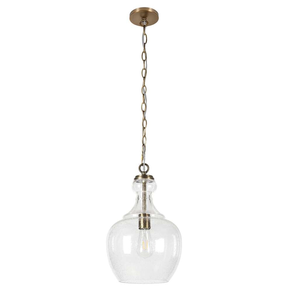 Hudson & Canal - Verona 11in Wide Pendant with Glass Shade in Brass/Seeded - PD0270 veiw 1