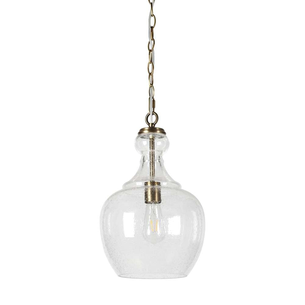 Hudson & Canal - Verona 11in Wide Pendant with Glass Shade in Brass/Seeded - PD0270 veiw 4