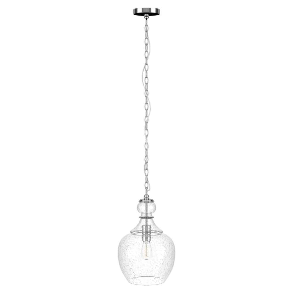 Hudson & Canal - Verona 11in Wide Pendant with Glass Shade in Brushed Nickel/Seeded - PD1070 veiw 1