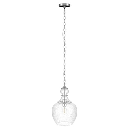 Hudson & Canal - Verona 11in Wide Pendant with Glass Shade in Brushed Nickel/Seeded - PD1070 veiw 1