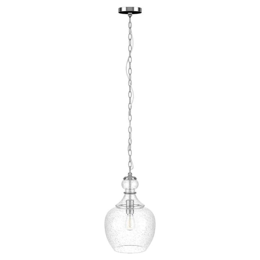 Hudson & Canal - Verona 11in Wide Pendant with Glass Shade in Brushed Nickel/Seeded - PD1070 veiw 1
