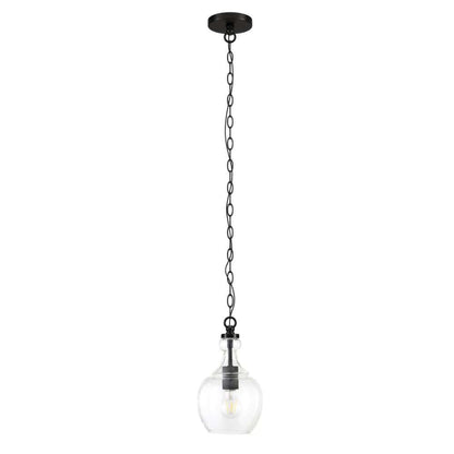 Hudson & Canal - Verona 7in Wide Pendant with Glass Shade in Blackened Bronze/Clear - PD1074 veiw 1
