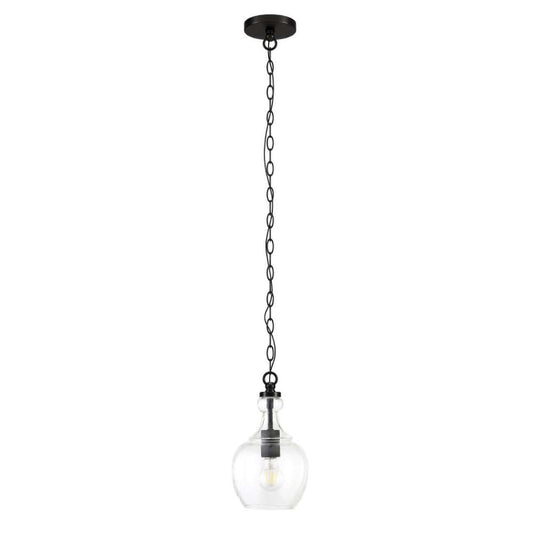 Hudson & Canal - Verona 7in Wide Pendant with Glass Shade in Blackened Bronze/Clear - PD1074 veiw 1