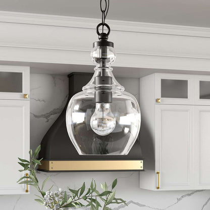 Hudson & Canal - Verona 7in Wide Pendant with Glass Shade in Blackened Bronze/Clear - PD1074 veiw 2