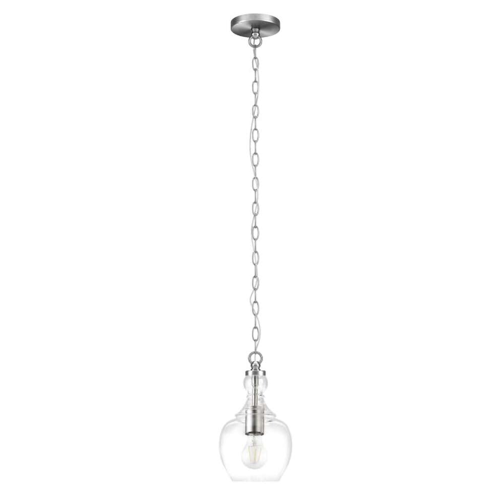 Hudson & Canal - Verona 7in Wide Pendant with Glass Shade in Brushed Nickel/Clear - PD1077 veiw 1