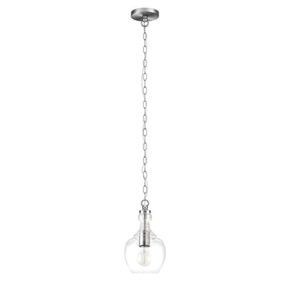 Hudson & Canal - Verona 7in Wide Pendant with Glass Shade in Brushed Nickel/Clear - PD1077 veiw 1