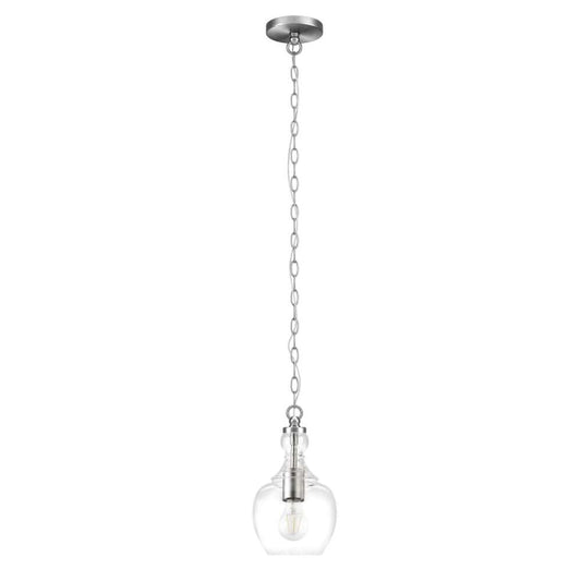 Hudson & Canal - Verona 7in Wide Pendant with Glass Shade in Brushed Nickel/Clear - PD1077 veiw 1