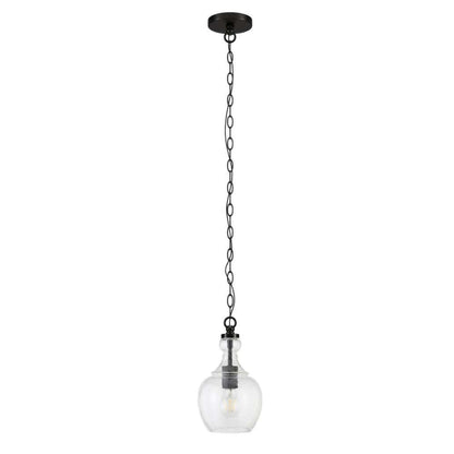Hudson & Canal - Verona 7in Wide Pendant with Glass Shade in Blackened Bronze/Seeded - PD1075 veiw 1