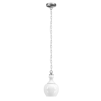 Hudson & Canal - Verona 7in Wide Pendant with Glass Shade in Brushed Nickel/White Milk - PD1079 veiw 1