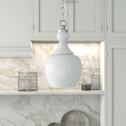 Hudson & Canal - Verona 7in Wide Pendant with Glass Shade in Brushed Nickel/White Milk - PD1079 veiw 2