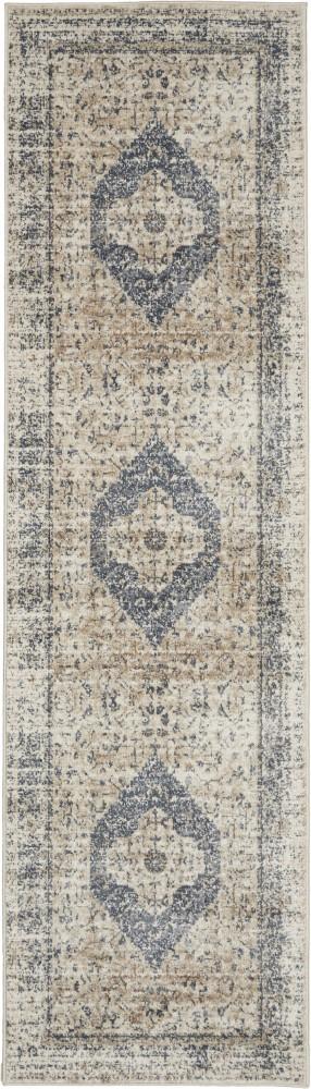 Malta by Kathy Ireland Home - MAI11 Ivory/Blue 22in x 77in Area Rug - MAI11-99446494948 - CLOSEOUT veiw 1