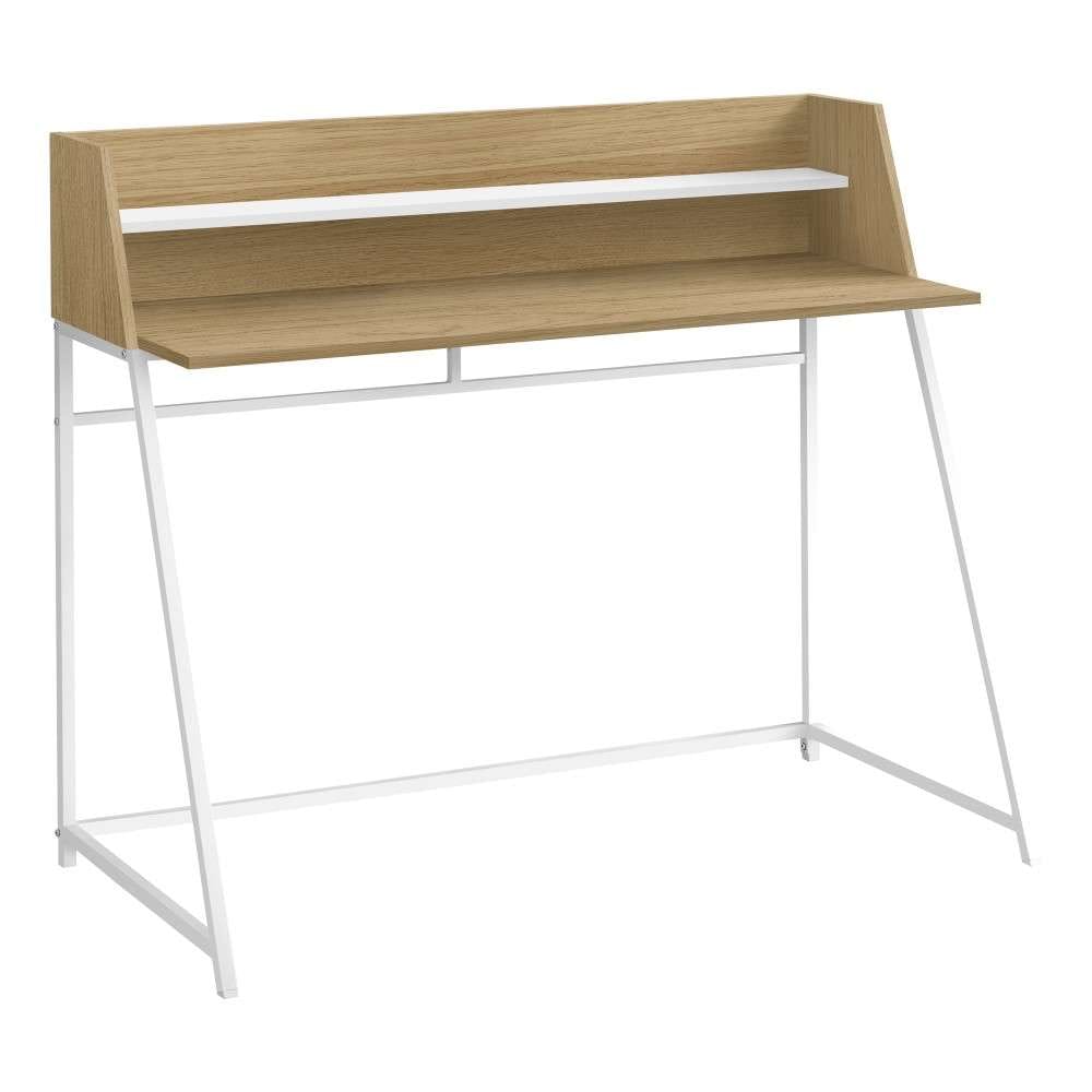 Monarch Specialties - Computer Desk, Home Office, Laptop, Storage Shelves, 48inL, Work, Metal, Laminate, Natural, White, Contemporary, Modern - I-7543 veiw 1