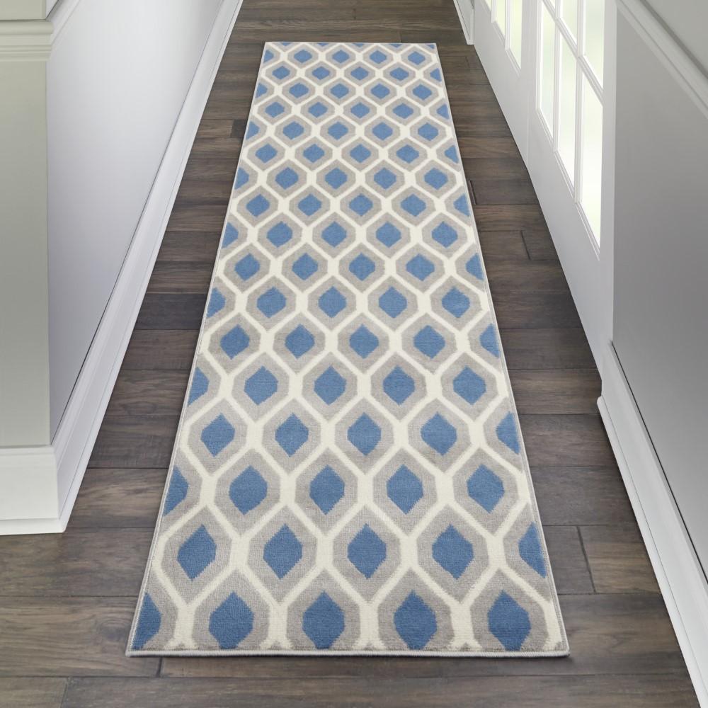 Nourison - Grafix GRF22 Blue and Grey 23in x 76in Hallway Rug - GRF22-99446412089 - CLOSEOUT veiw 2
