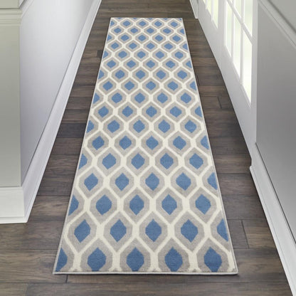 Nourison - Grafix GRF22 Blue and Grey 23in x 76in Hallway Rug - GRF22-99446412089 - CLOSEOUT veiw 2