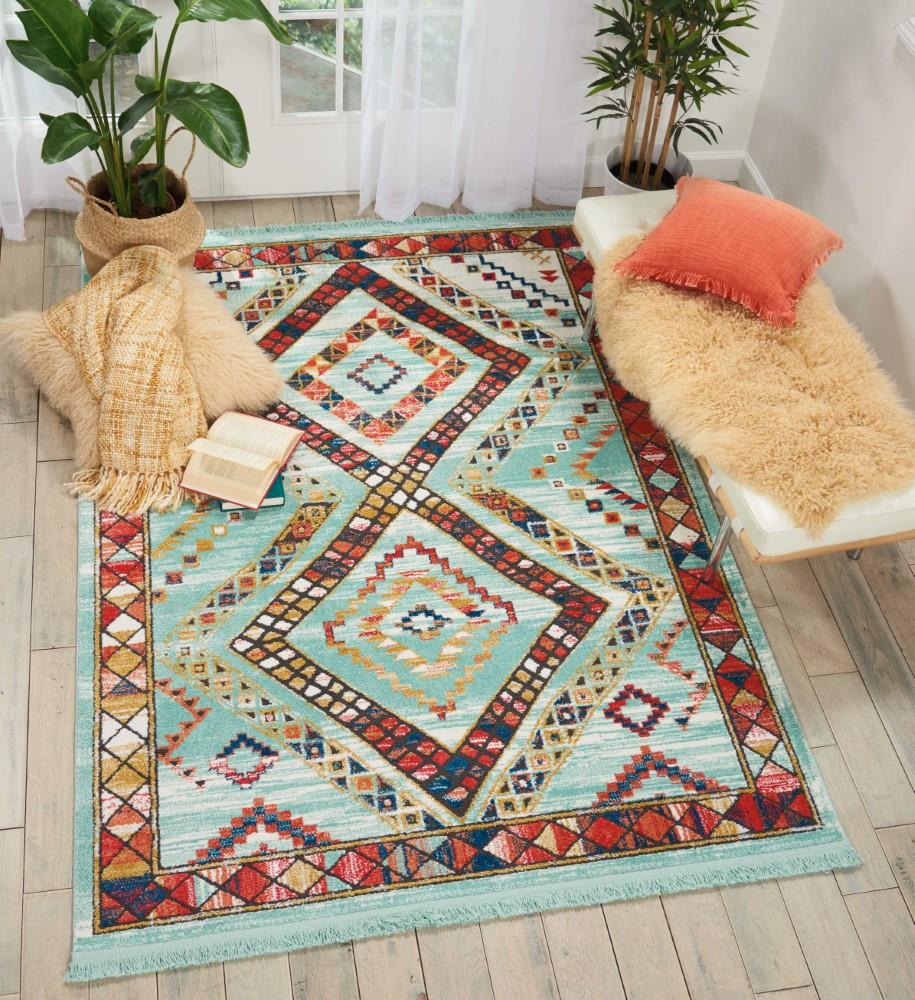 Nourison - Navajo NAV02 Blue Multicolor 67in x 97in Large Rug - NAV02-99446368522_CLOSEOUT veiw 2