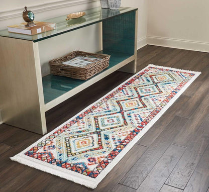 Nourison - Navajo NAV02 White Multicolor 22in x 79in Hallway Rug - NAV02-99446401328_CLOSEOUT veiw 2