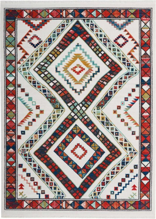 Nourison - Navajo NAV02 White Multicolor 93in x 13 Oversized Rug - NAV02-99446401410_CLOSEOUT veiw 1