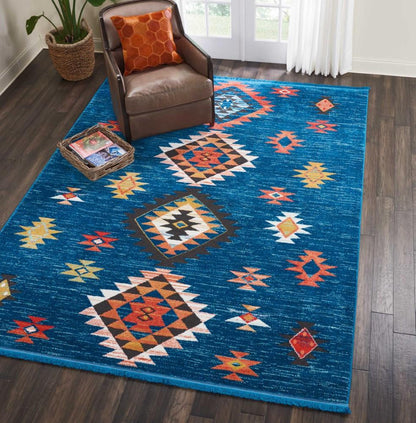 Nourison - Navajo NAV07 Blue 93in x 13 Oversized Rug - NAV07-99446401762_CLOSEOUT veiw 2