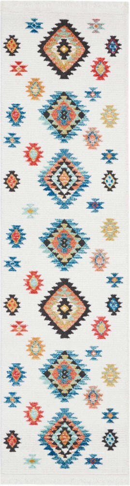 Nourison - Navajo NAV07 White 22in x 79in Hallway Rug - NAV07-99446401908_CLOSEOUT veiw 1