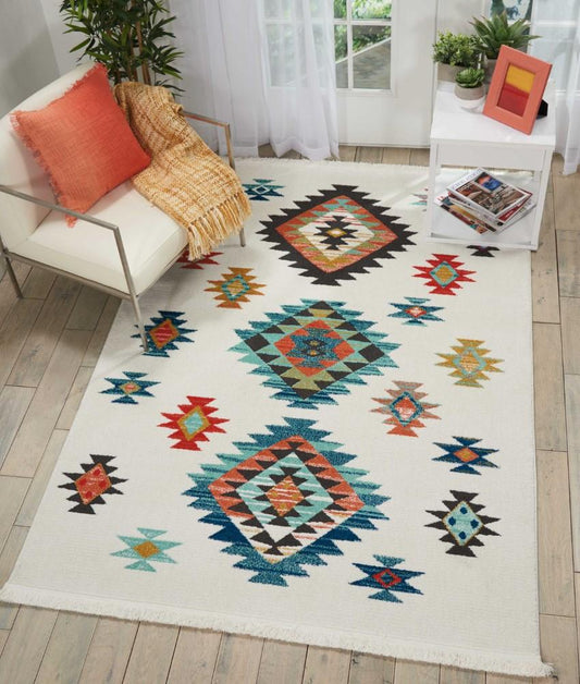 Nourison - Navajo NAV07 White 53in x 76in Area Rug - NAV07-99446401953_CLOSEOUT veiw 2