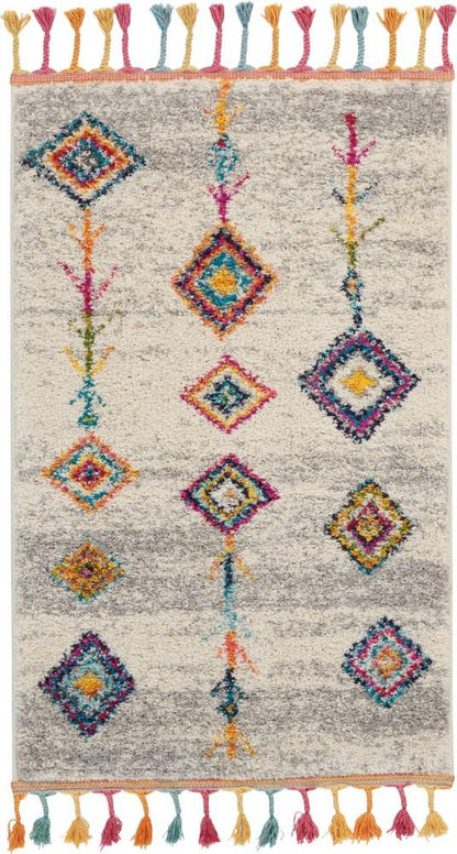 Nourison - Nomad 22in x 4 Grey Multicolor Scandinavian Area Rug - NMD04-99446461377_CLOSEOUT veiw 1
