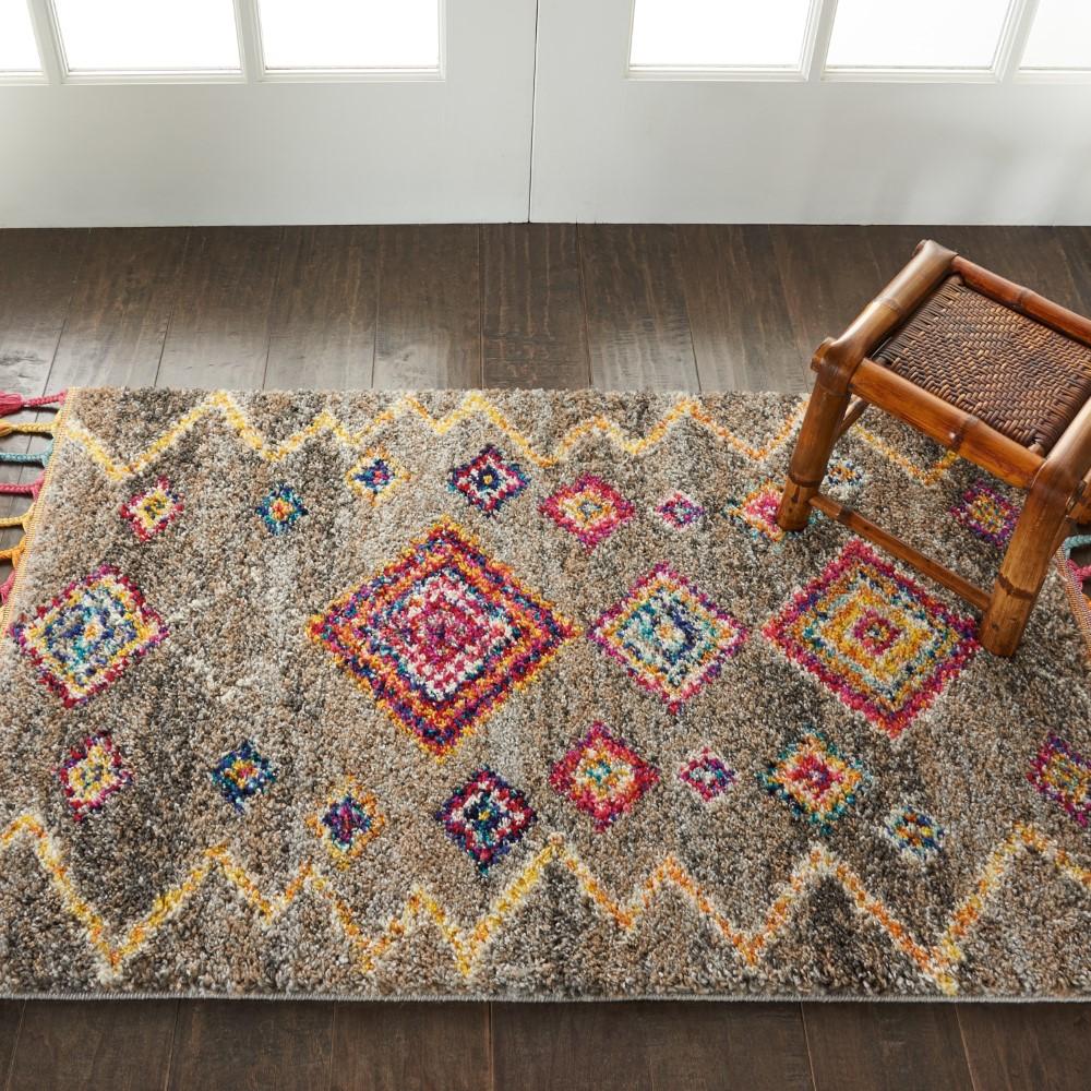 Nourison - Nomad 22in x 4 Bone Multicolor Scandinavian Area Rug - NMD05-99446461544_CLOSEOUT veiw 2