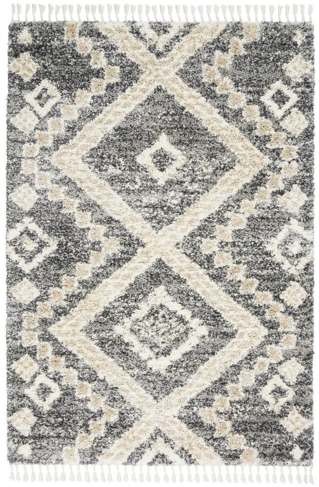 Nourison - Oslo Shag OSL02 53in x 79in Charcoal Bone Scandinavian Shag Rug - OSL02-99446711267 veiw 1