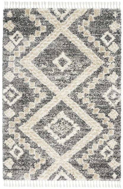 Nourison - Oslo Shag OSL02 53in x 79in Charcoal Bone Scandinavian Shag Rug - OSL02-99446711267 veiw 1
