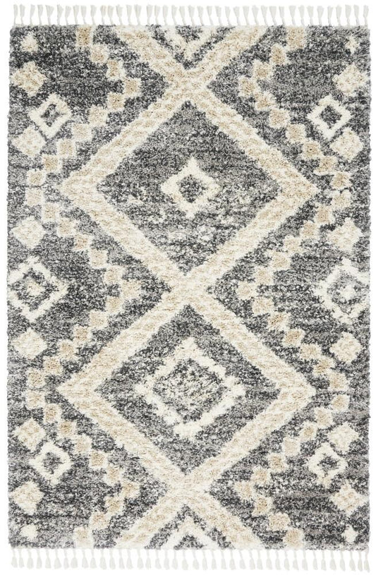 Nourison - Oslo Shag OSL02 53in x 79in Charcoal Bone Scandinavian Shag Rug - OSL02-99446711267 veiw 1