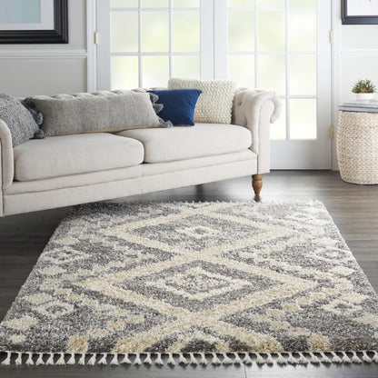 Nourison - Oslo Shag OSL02 53in x 79in Charcoal Bone Scandinavian Shag Rug - OSL02-99446711267 veiw 2