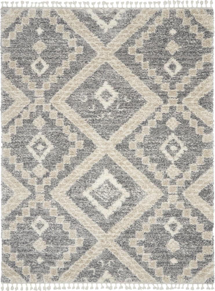 Nourison - Oslo Shag OSL02 710in x 106in Large Charcoal Bone Scandinavian Shag Rug - OSL02-99446711243 veiw 1