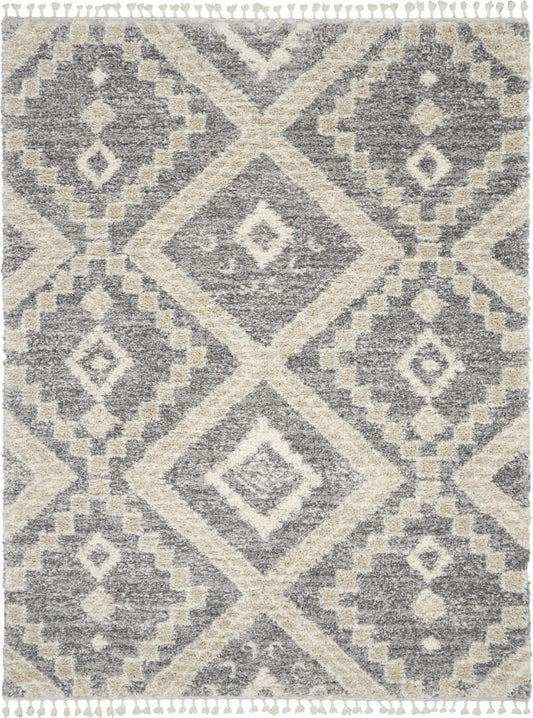 Nourison - Oslo Shag OSL02 710in x 106in Large Charcoal Bone Scandinavian Shag Rug - OSL02-99446711243 veiw 1