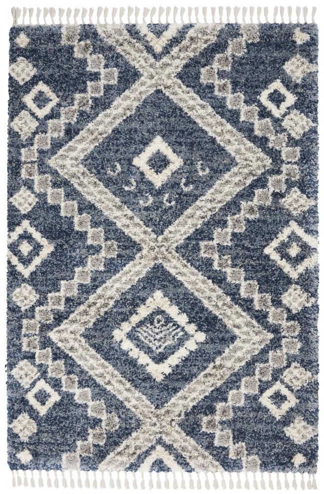 Nourison - Oslo Shag OSL02 4x6 Dark Blue and Grey Scandinavian Shag Rug - OSL02-99446711199 veiw 1