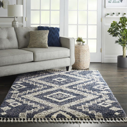 Nourison - Oslo Shag OSL02 4x6 Dark Blue and Grey Scandinavian Shag Rug - OSL02-99446711199 veiw 2