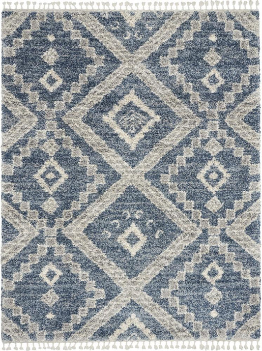 Nourison - Oslo Shag OSL02 710in x 106in Large Dark Blue and Grey Scandinavian Shag Rug - OSL02-99446711182 veiw 1