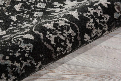 Nourison - Twilight TWI13 Black and Grey 8 x Round Large Rug - TWI13-99446358134_CLOSEOUT veiw 2