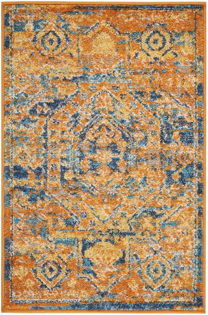 Nourison - Passion 22in x 34in Orange and Blue Turkish Area Rug - PSN07-99446388308 veiw 1