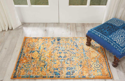 Nourison - Passion 22in x 34in Orange and Blue Turkish Area Rug - PSN07-99446388308 veiw 2