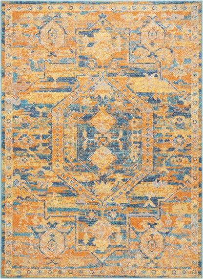 Nourison - Passion PSN07 Orange and Blue 39in x 59in Turkish Area Rug - PSN07-99446388353 veiw 1